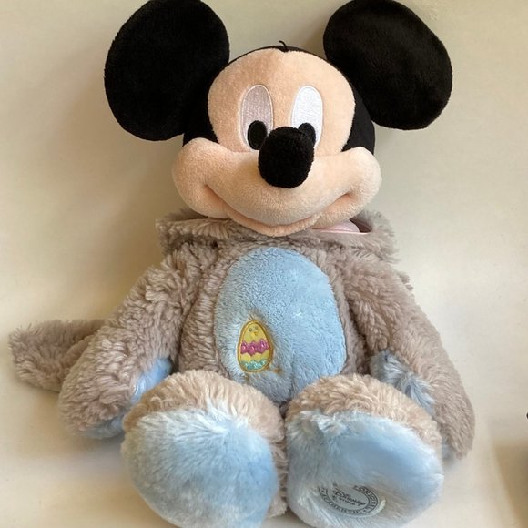 Disney Mickey Mouse Easter Bunny Stuffed Animal Plush Store Egg Gray Blue - Picture 3 of 10